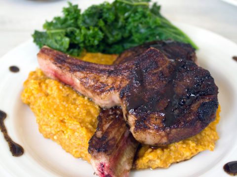 Coffee Rubbed Lamb Chops with Pumpkin Cinnamon Polenta 4