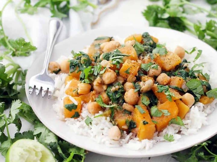 Moroccan Butternut Squash Chickpea and Spinach Stew square