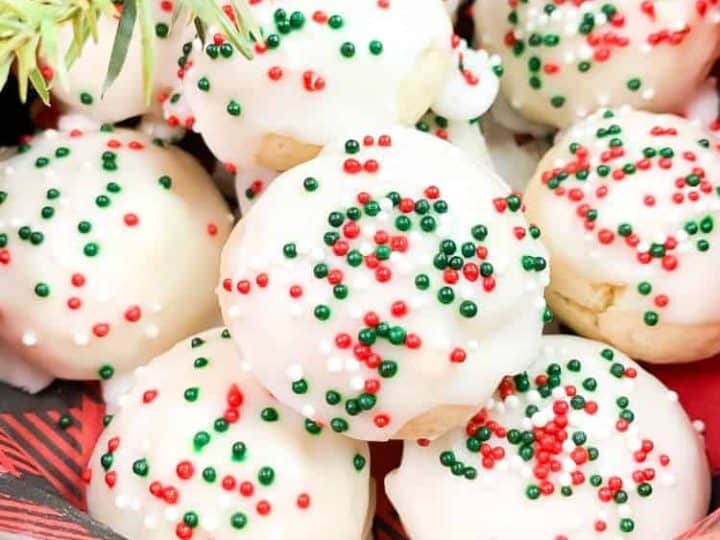 Best Italian Christmas Cookies with red and green sprinkles 