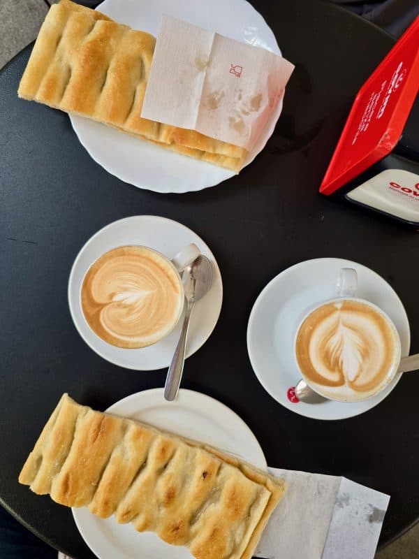 Focaccia Genovese Dipped in Cappuccino