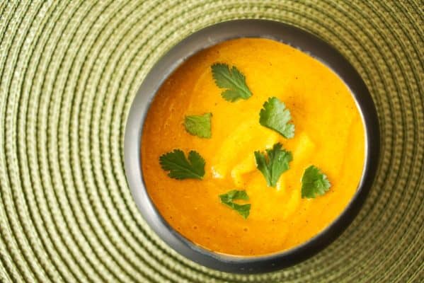 Creamy Vegan Moroccan Pumpkin Soup With Chickpeas