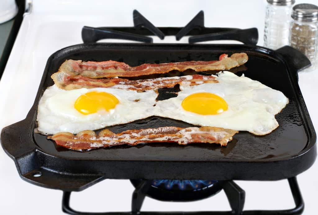 cast iron griddle on stove top