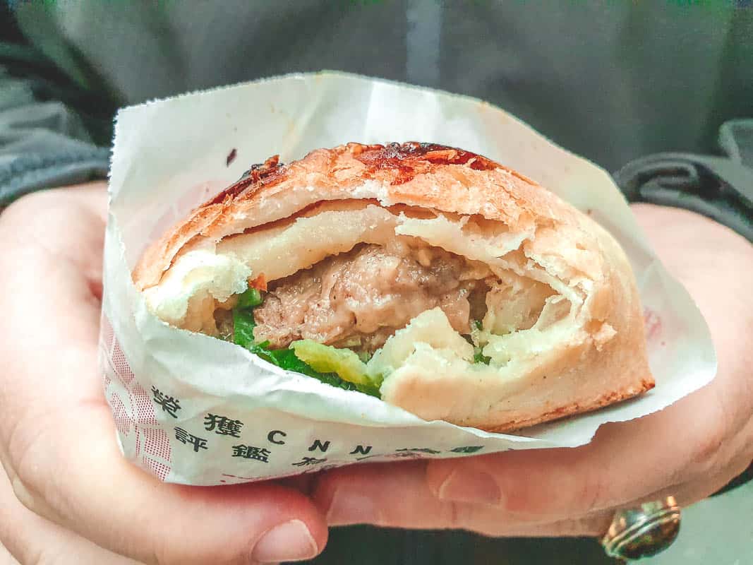 Pork pepper bun at the Raohe Night Market in Taipei Taiwan