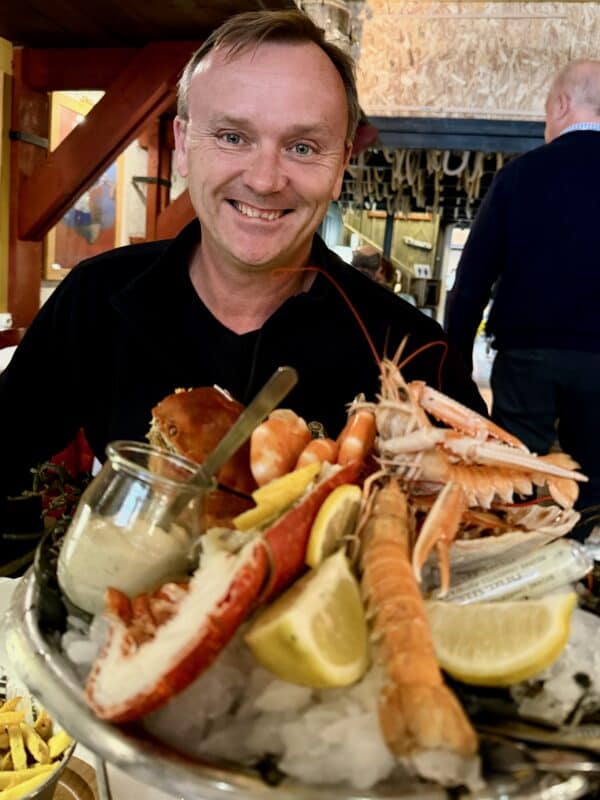 Eric Hoffman eating seafood in La Rochelle France