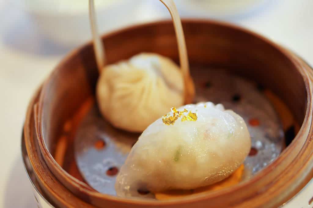 dim sum with gold leaf at Lung King Heen