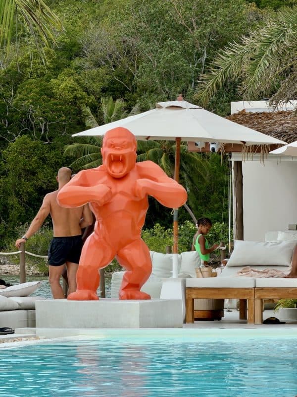 The pool and orange gorilla at The Deck Samui