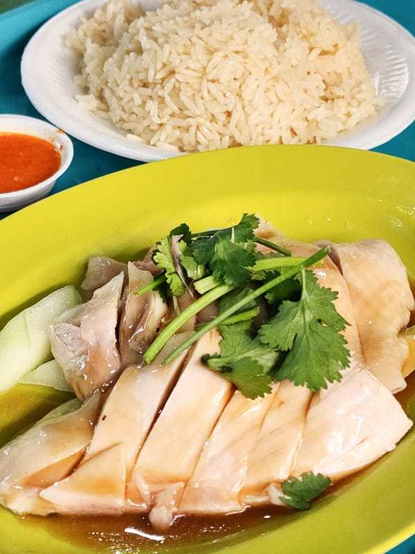 Hainese chicken rice at Maxwell food centre