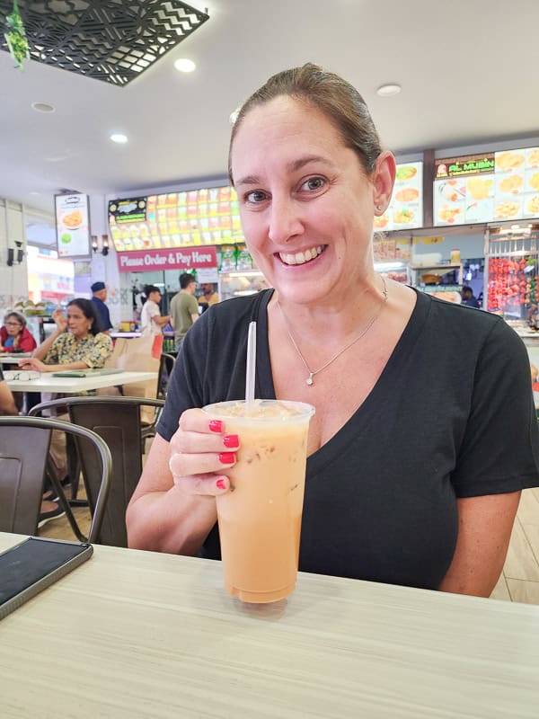 drinking iced tea in Singapore