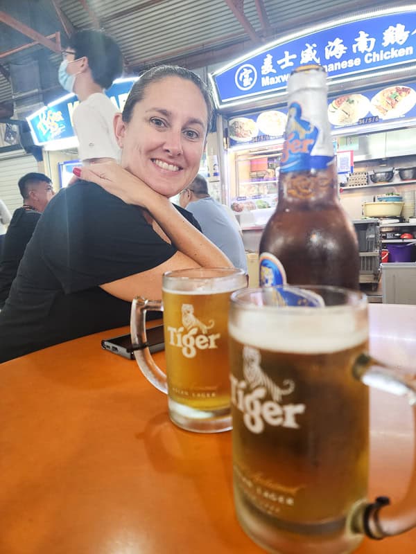 drinking beer in Singapore