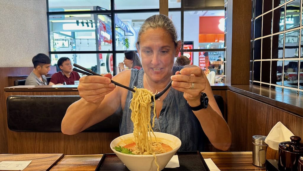 eating ramen near the courtyard by marriott bangkok