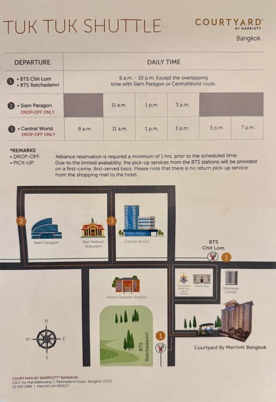 Courtyard by Marriott Bangkok tuk tuk schedule